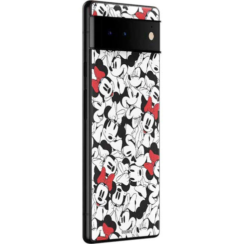 Disney Minnie Mouse Red Color Pop Face Pattern Google Pixel 6 Pro Skin